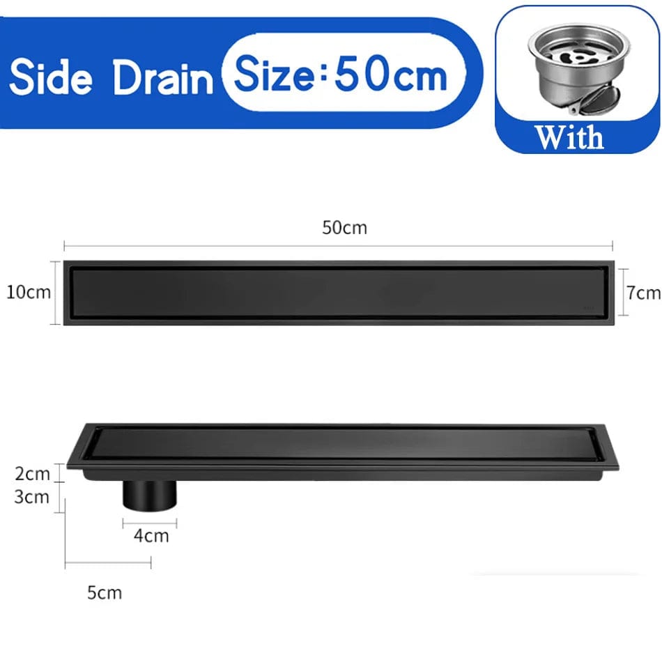 Mitigeo Noir 50cm S Caniveau de Douche à Carreler