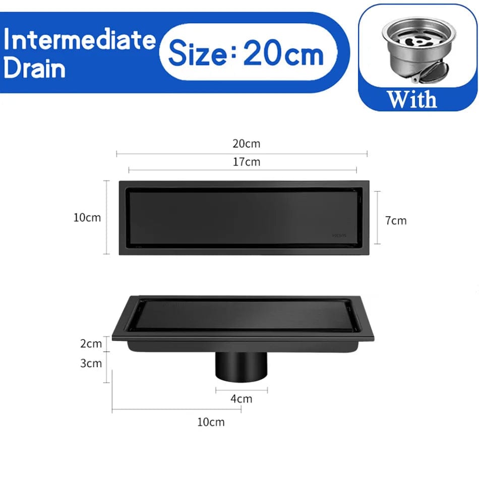 Mitigeo Noir 20cm Caniveau de Douche à Carreler