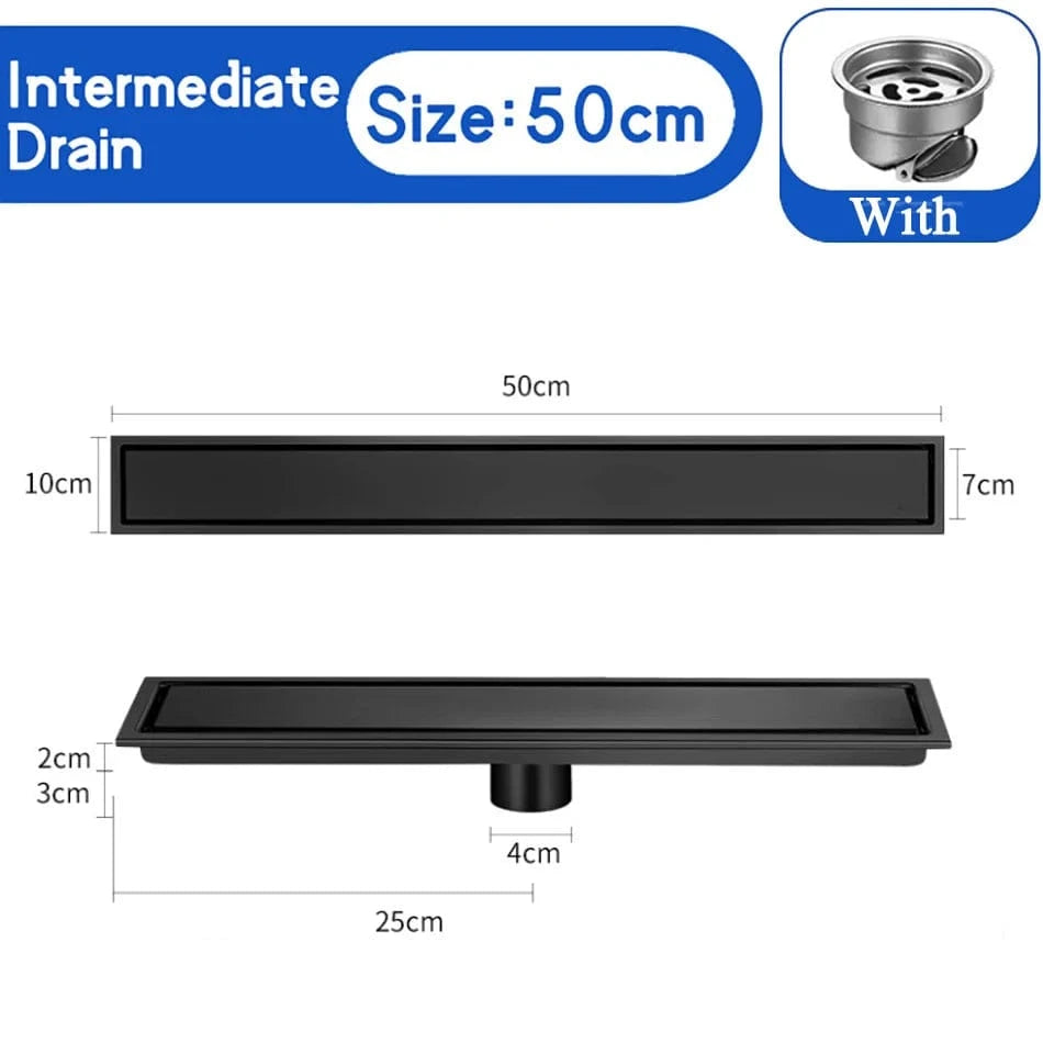 Mitigeo Noir 50cm Caniveau de Douche à Carreler