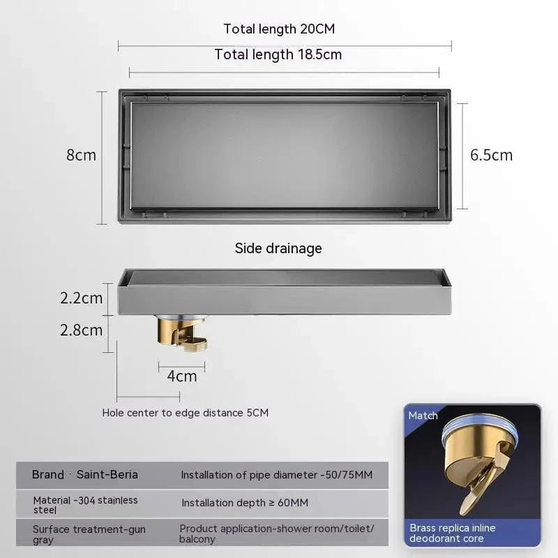 Mitigeo C 20x8cm Caniveau de Douche