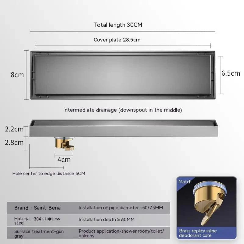 Mitigeo C 30x8cm Caniveau de Douche