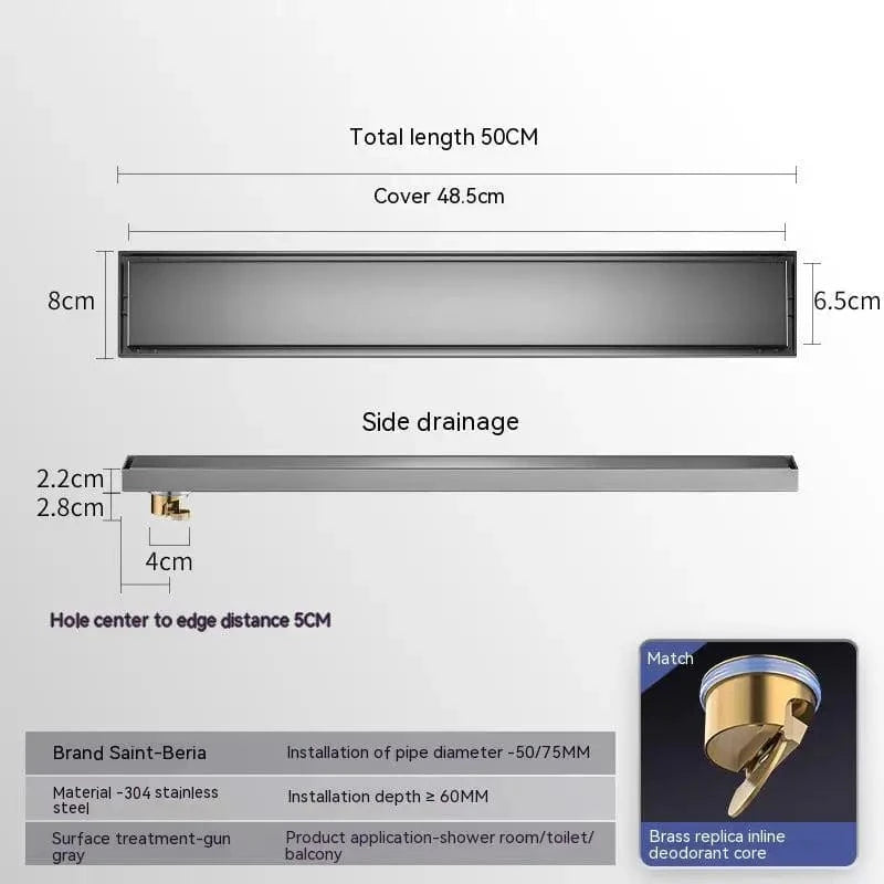 Mitigeo C 50x8cm Caniveau de Douche