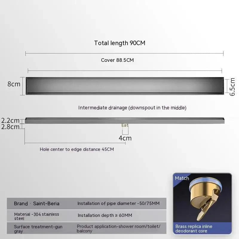 Mitigeo M 90x8cm Caniveau de Douche