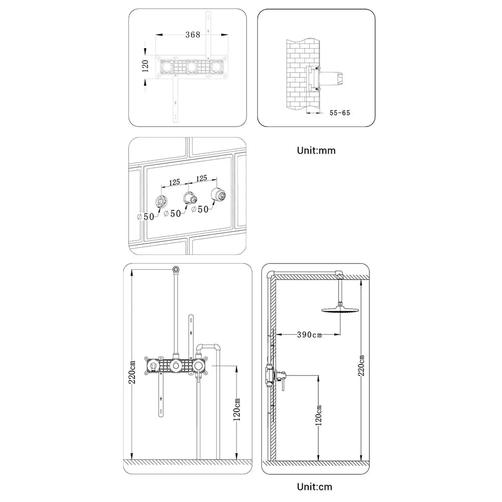 Mitigeo Colonne de Douche Encastrable