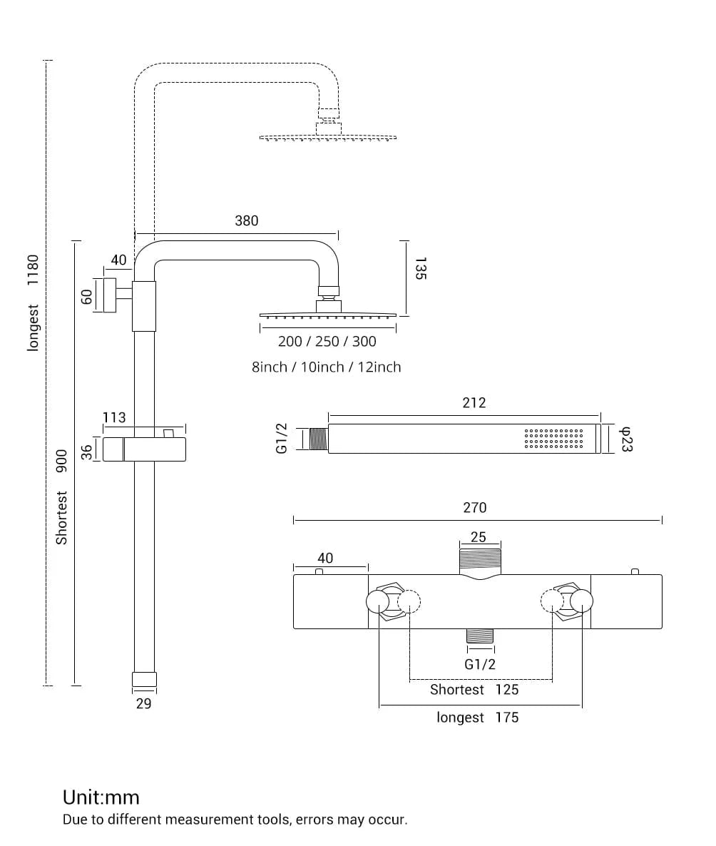 Mitigeo Colonnes de Douche Thermostatique
