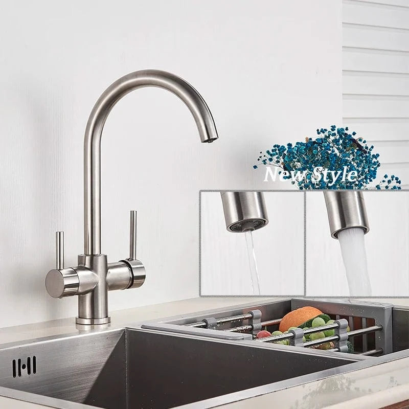 Mitigeo Nickel Brosse-B Mitigeur Cuisine 3 Voies