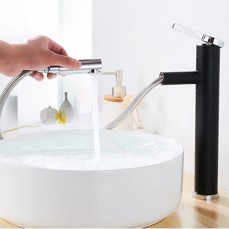 Mitigeo Noir Chrome Mitigeur Lavabo Douchette
