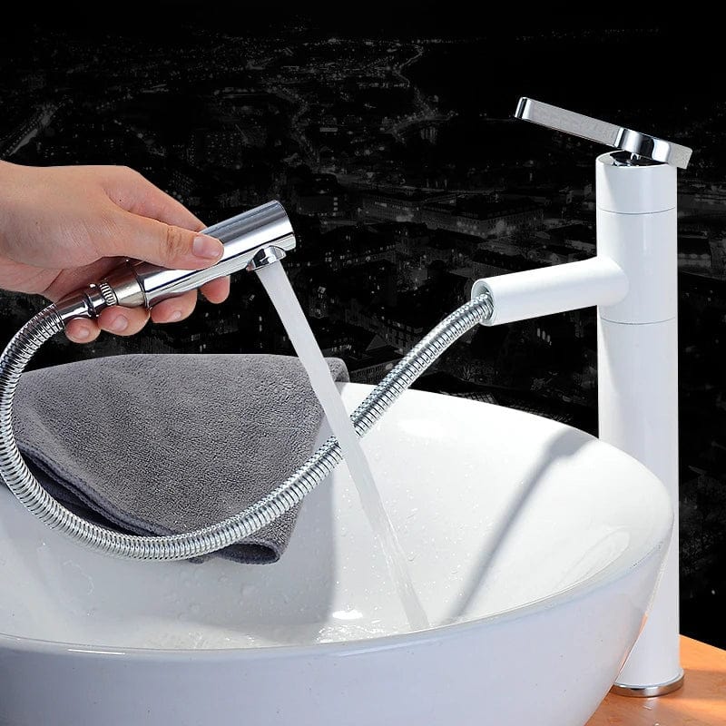 Mitigeo Blanc Chrome Mitigeur Lavabo Douchette