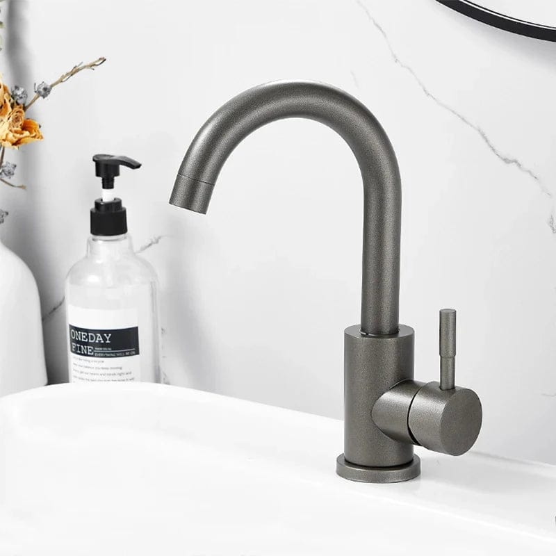 Mitigeo Gris Métallisé A Mitigeur Salle de Bain Lavabo