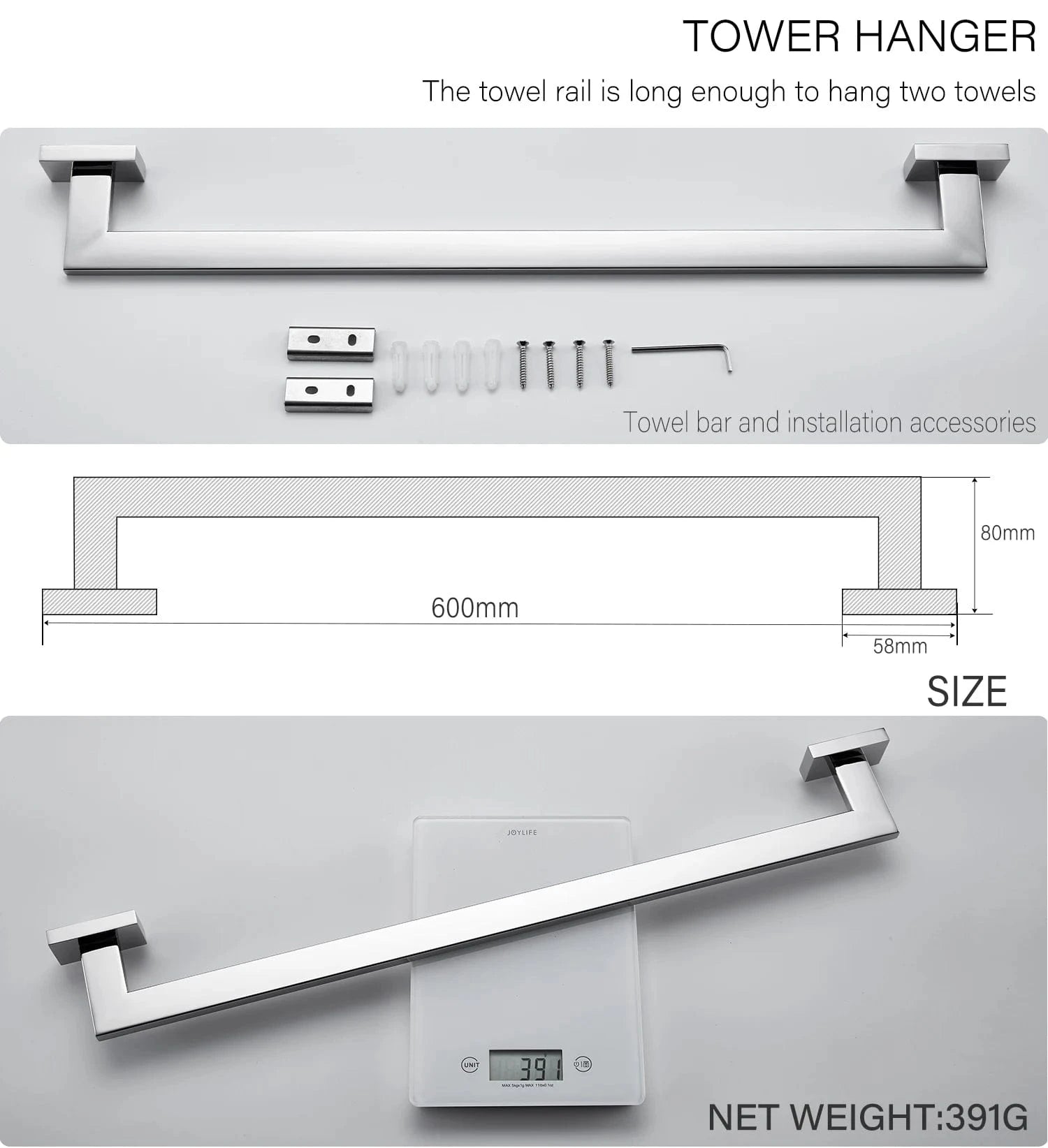 Mitigeo Porte-Serviette  Mural en Acier inoxydable