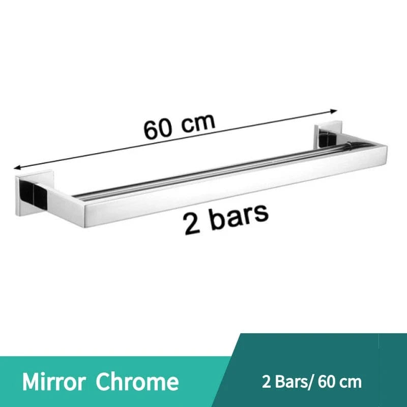 Mitigeo Chrome -  2 Barres L60cm Porte Serviettes Salle de Bain