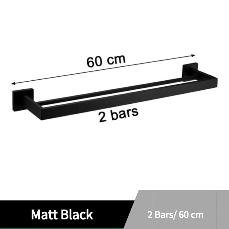Mitigeo Noir - 2 Barres L60cm Porte Serviettes Salle de Bain