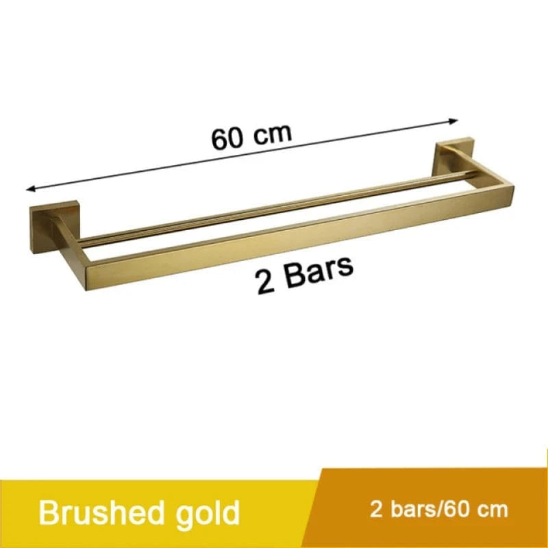 Or - 2 Barres L60cm Porte Serviettes Salle de Bain Mitigeo