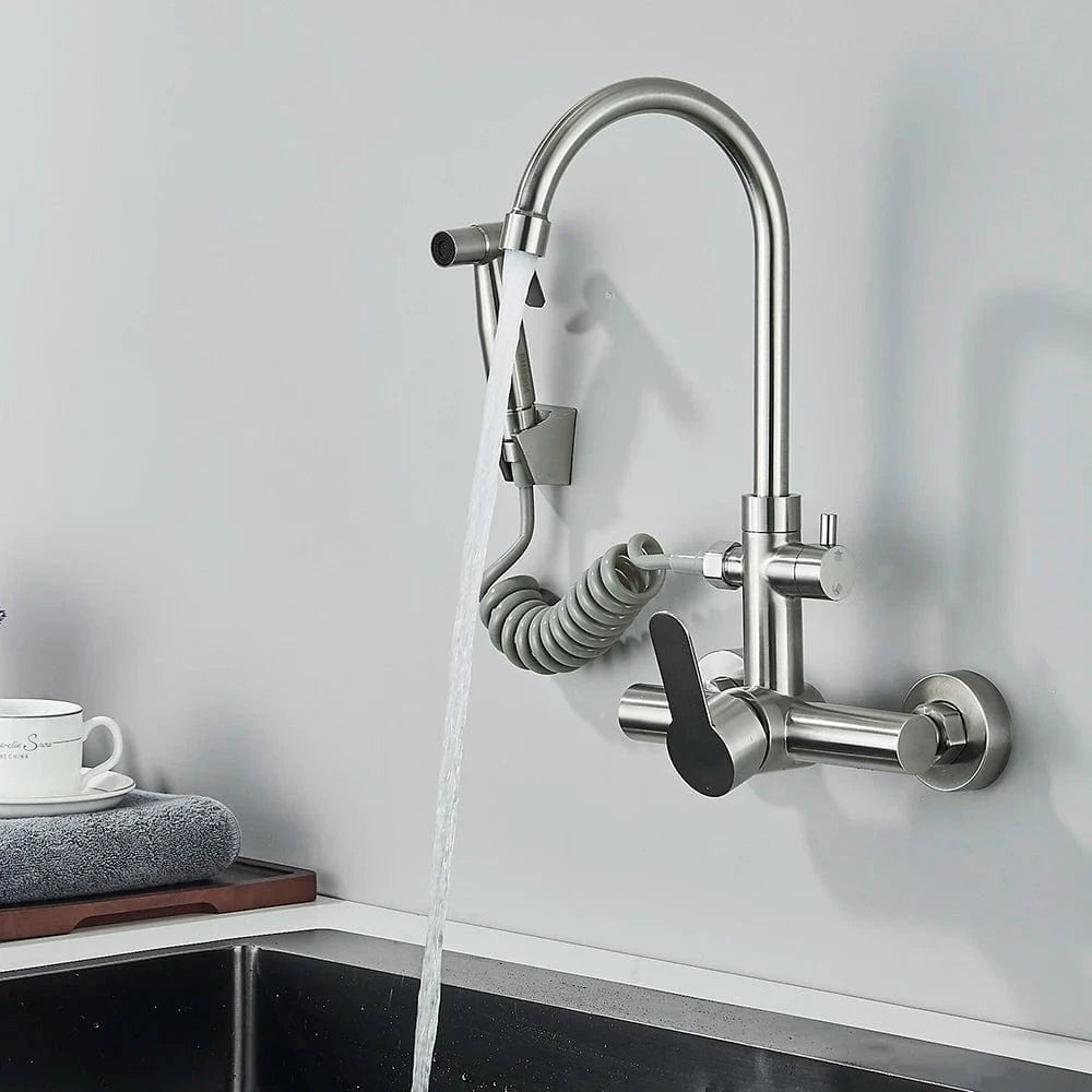 Mitigeo Nickel brossé Robinet avec Douchette Cuisine