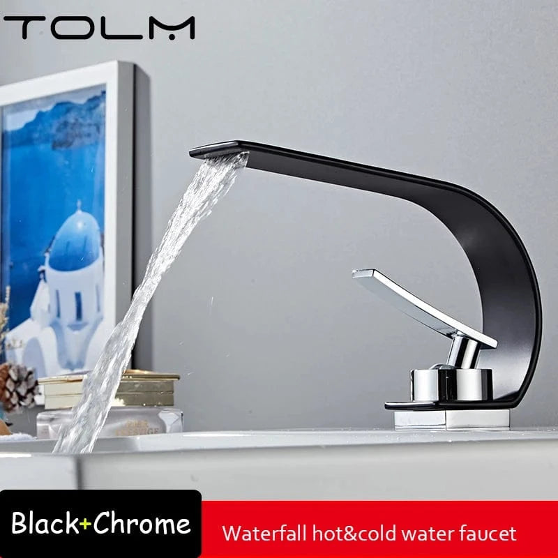 Mitigeo Black-Chrome Robinet Cascade Lavabo