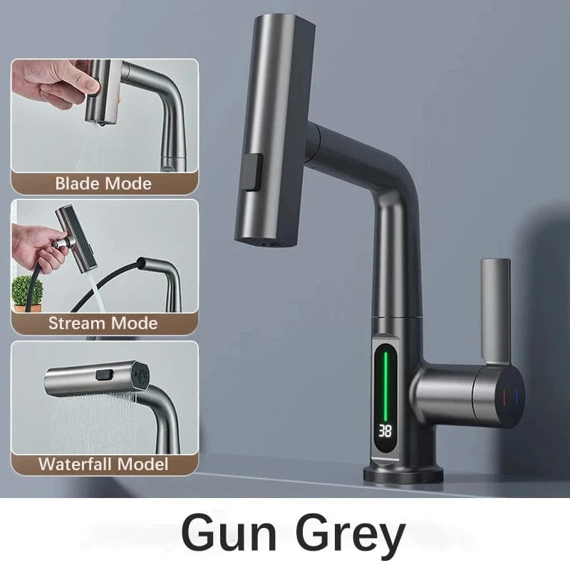 Mitigeo Gris metallisé robinet cascade