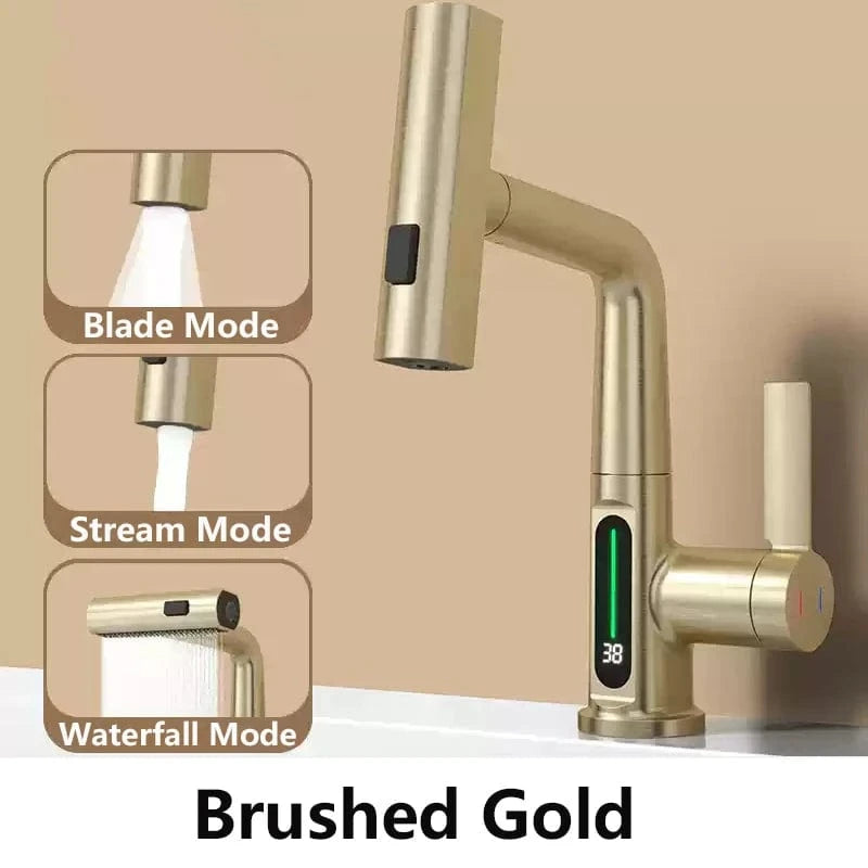 Mitigeo Or Brossé robinet cascade