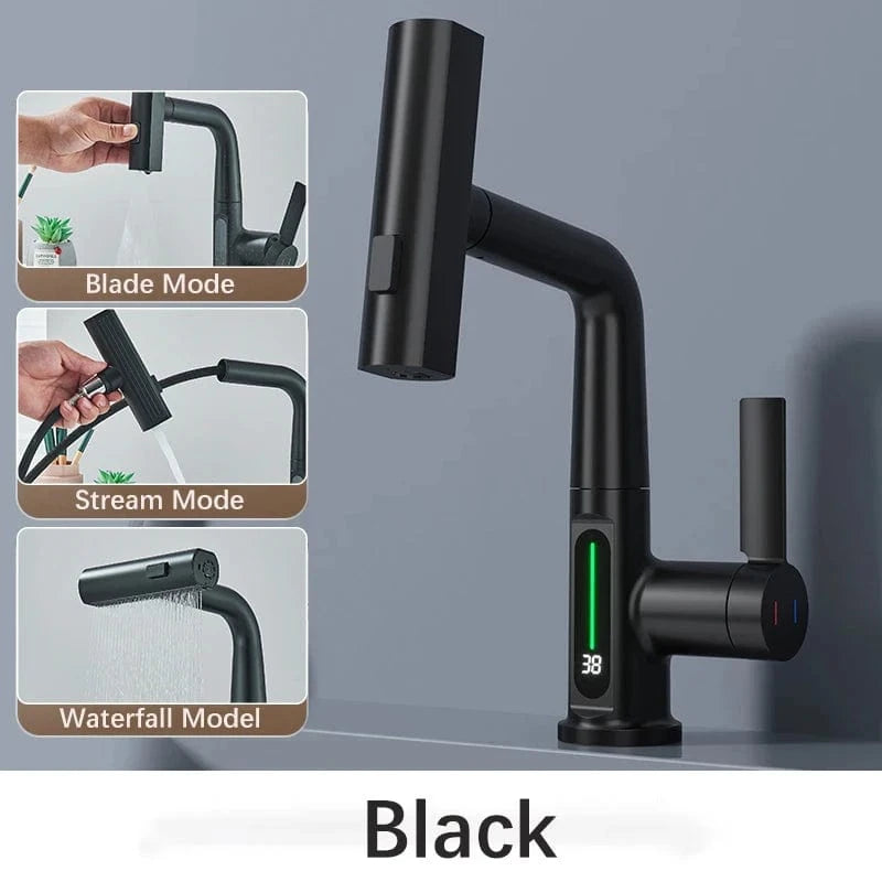 Mitigeo Noir robinet cascade