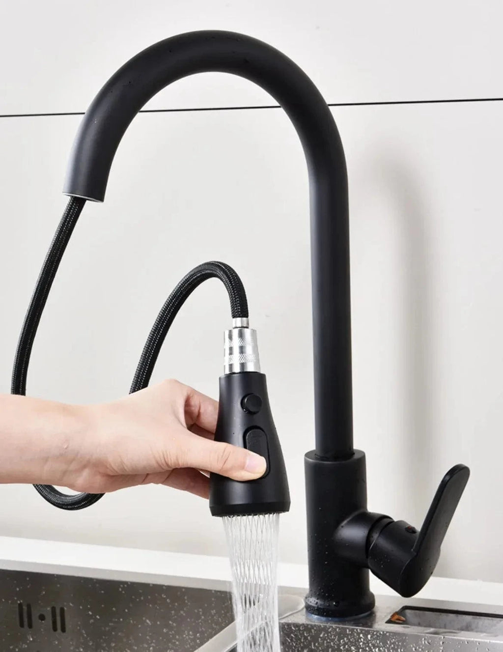 Mitigeo Noir Robinet Cuisine Noir Douchette
