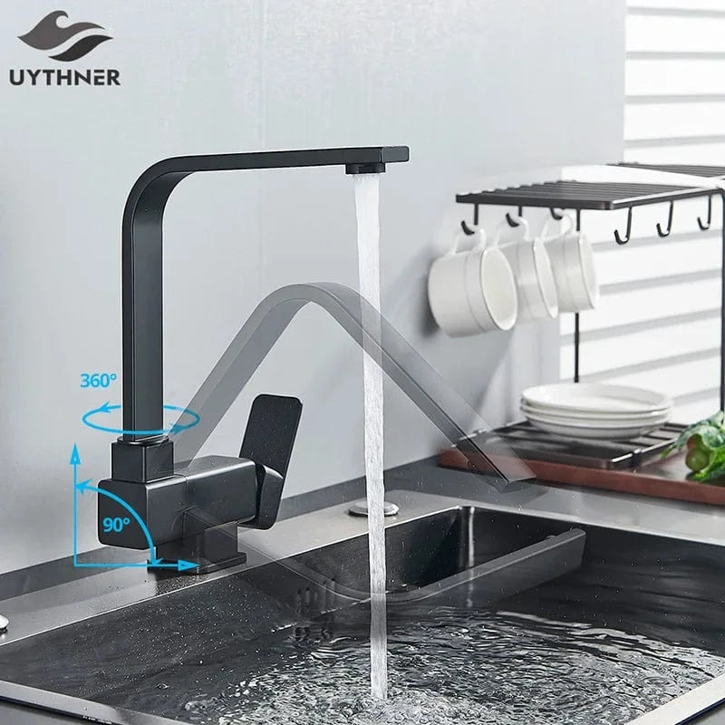 Mitigeo Noir mat A Robinet de Cuisine Rabattable