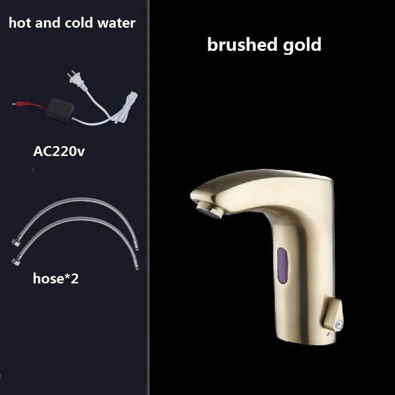 Mitigeo Or Brossé AC220 Robinet Lavabo Automatique