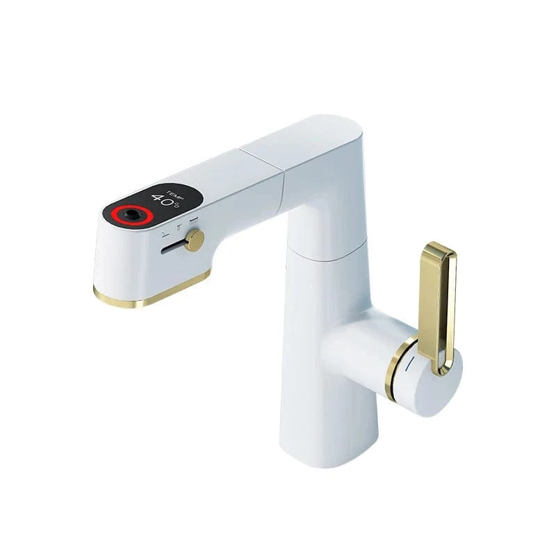 Mitigeo Or Blanc Robinet Lavabo avec Douchette