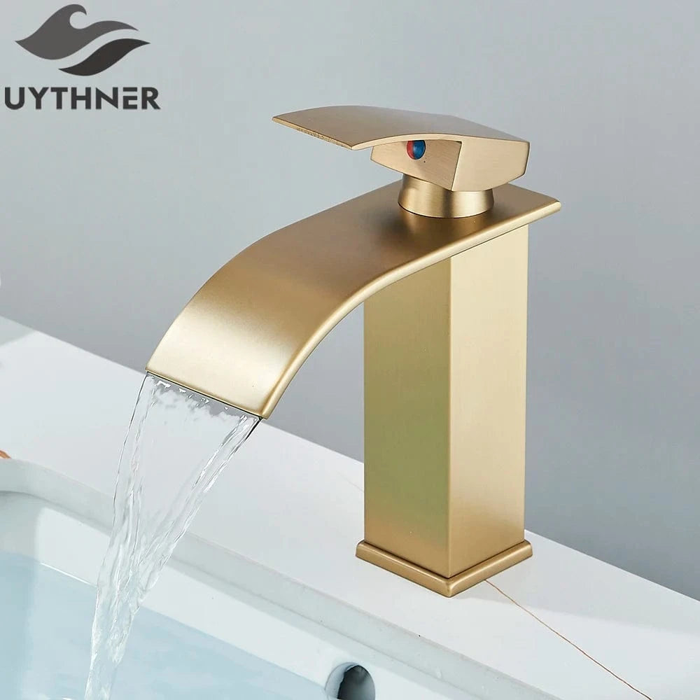 Mitigeo Or brossé - Lavabo Robinet Lavabo Cascade