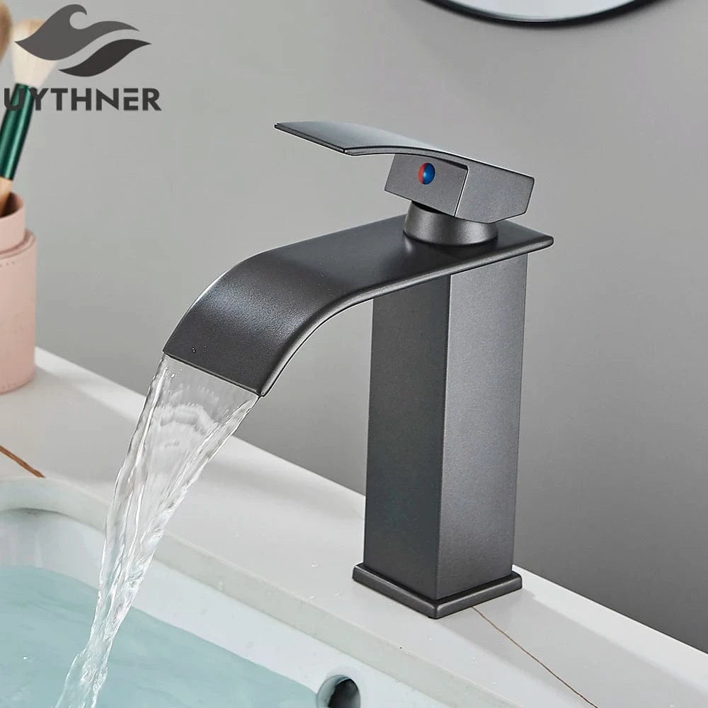 Mitigeo Gris métal - Lavabo Robinet Lavabo Cascade