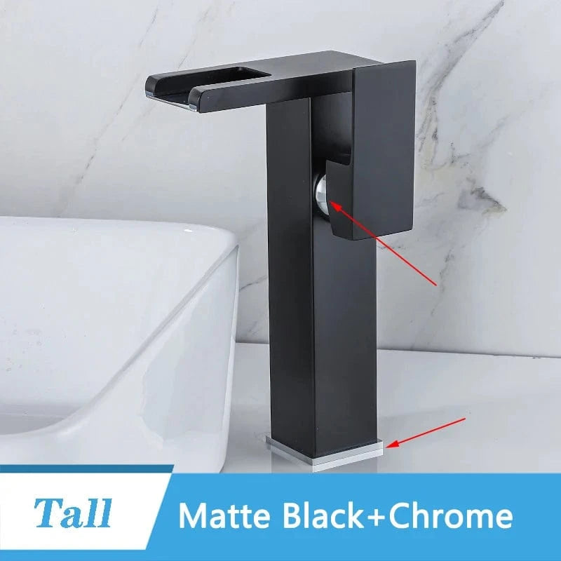 Mitigeo Noir chrome LED - Vasque Robinet Lavabo Haut Moderne
