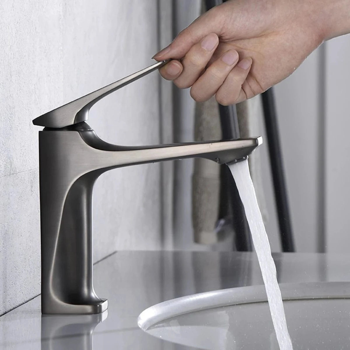 Mitigeo Gris Metallisé Robinet Salle de Bain Lavabo