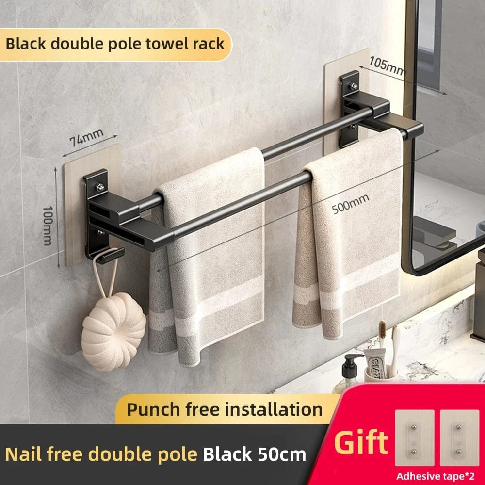 Mitigeo Noir 50 cm Salle de Bain Porte Serviette