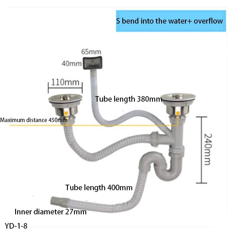 Mitigeo YD-1-8 Siphon Cuisine Evier